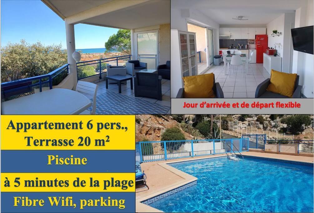 Plain-Pied, Terrasse, Piscine, Pleine Vue Mer, Plage A 6' A Pied, Parking, Wifi Флёри Экстерьер фото